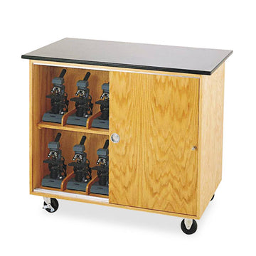 Diversified Woodcrafts Mobile Microscope Storage Cabinet, 48w X 24d X 40-1-2h, Black-oak freeshipping - TVN Wholesale